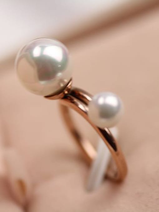GROSE Artificial Pearls Double Lines Opening Ring 2