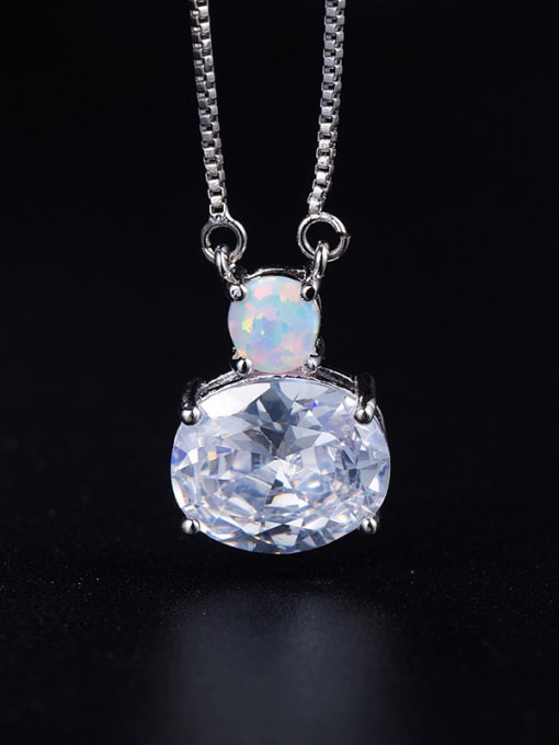 UNIENO AAA Zircons Opal Simple Style Women Necklace 1