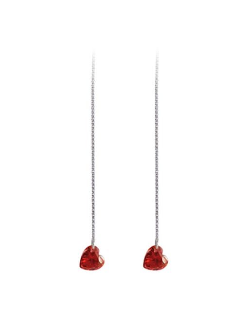 Peng Yuan Simple Heart-shaped Zircon Line Earrings