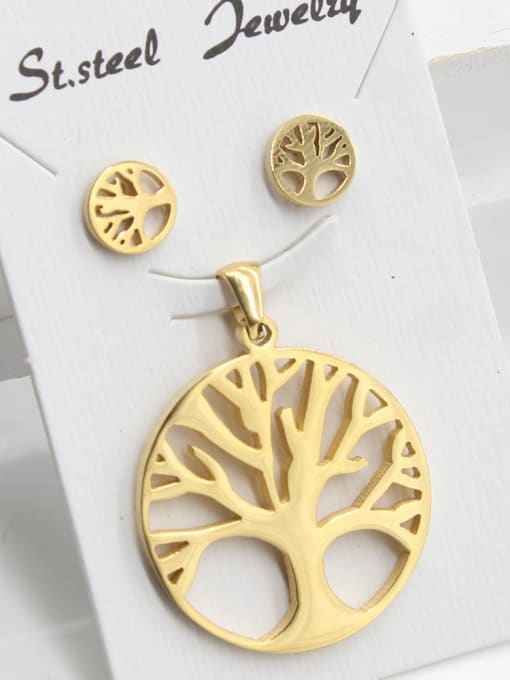 Golden Hollow Round Tree Two Pieces Set