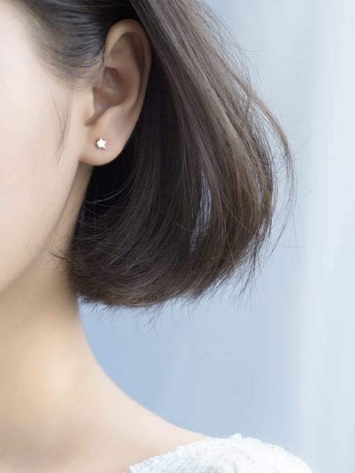Rosh Elegant Star Shaped S925 Silver Stud Earrings 1