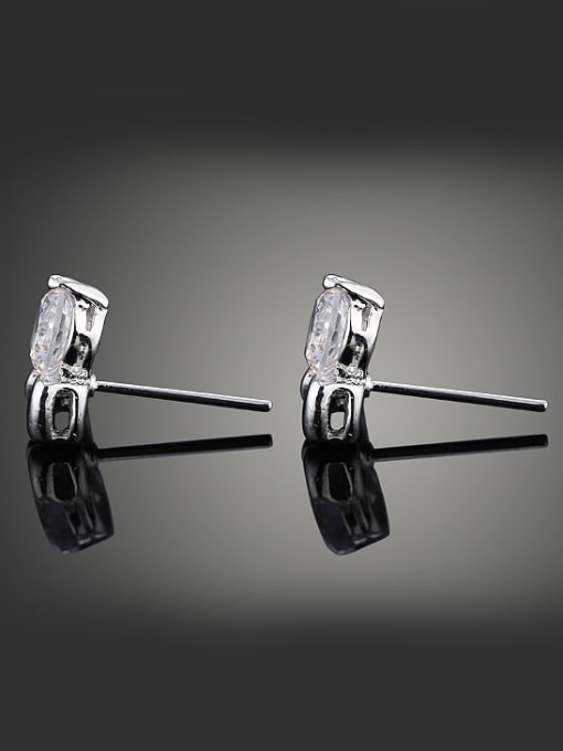 Wei Jia Simple Little Bowknot AAA Zircon Copper Stud Earrings 1