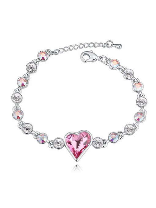 pink Fashion Cubic Heart austrian Crystals Alloy Bracelet