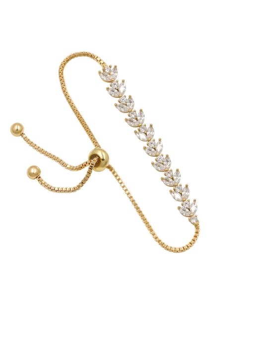 048 genuine gold Copper With Cubic Zirconia Fashion Flower  adjustable Bracelets