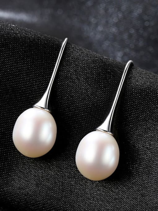 White Sterling silver natural freshwater pearl minimalist earrings