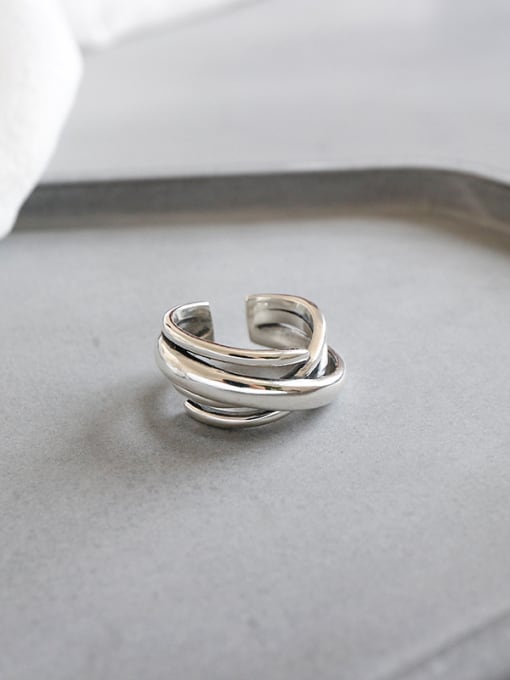 DAKA 925 Sterling Silver With Antique Silver Plated Irregular free size Rings