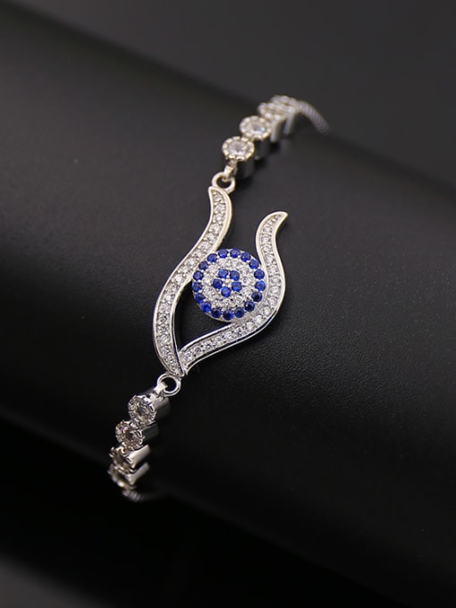 Silvery Eye Shaped Zircon Bracelet