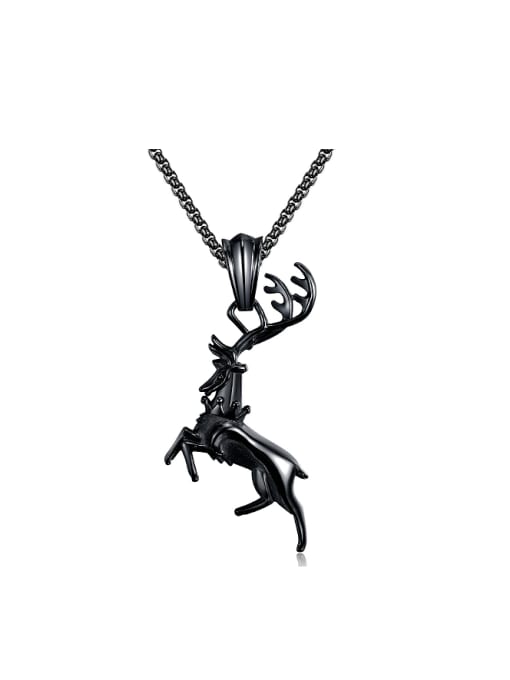 black Personalized Elk Titanium Necklace