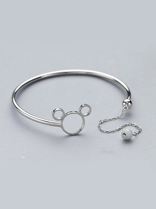 One Silver Personalized Cartoon Mickey Little Bead 925 Silver Opening Bangle 0