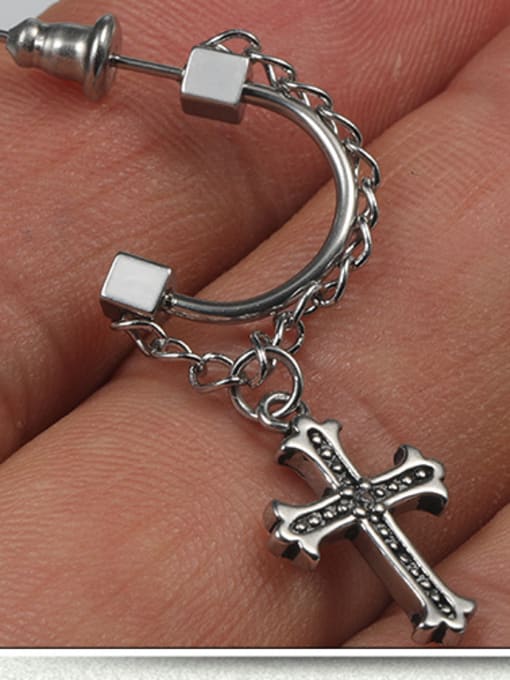 BSL Stainless Steel With Silver Plated Trendy Cross Clip On Earrings 1