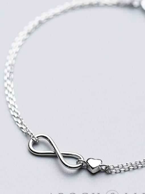 Rosh S925 Silver Bracelet Feminine Fashion Double-decker Infinite infinityBracelet Sweet Heart Hand S2419 2