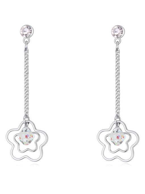 white Fashion Hollow Flowers Little austrian Crystals Drop Earrings