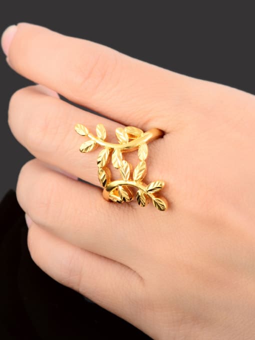 Yi Heng Da High Quality Gold Plated Leaf Shaped Copper Ring 1