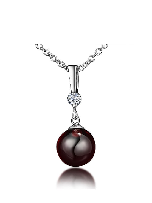 Red Simple Bead Shiny Zirconias 925 Sterling Silver Pendant