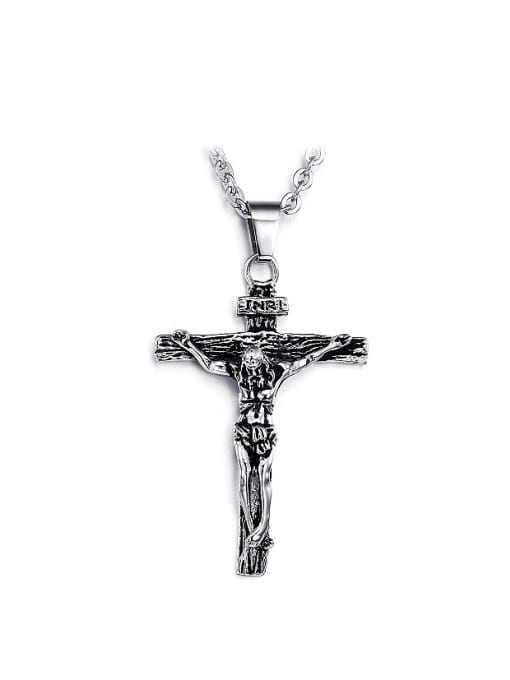 Open Sky Personalized Jesus Cross Titanium Necklace 0