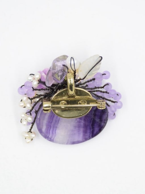 Tess Elegant Purple Gemstone Flowers Women Brooch 1