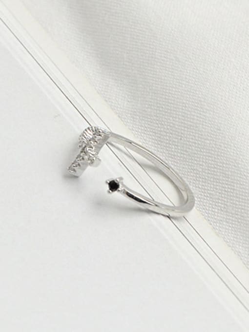 DAKA Simple Cubic Zircon-covered Cross Opening Silver Ring 2