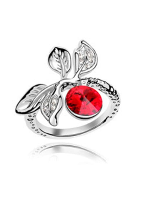 Red Personalized Leaves Cubic austrian Crystal Alloy Ring