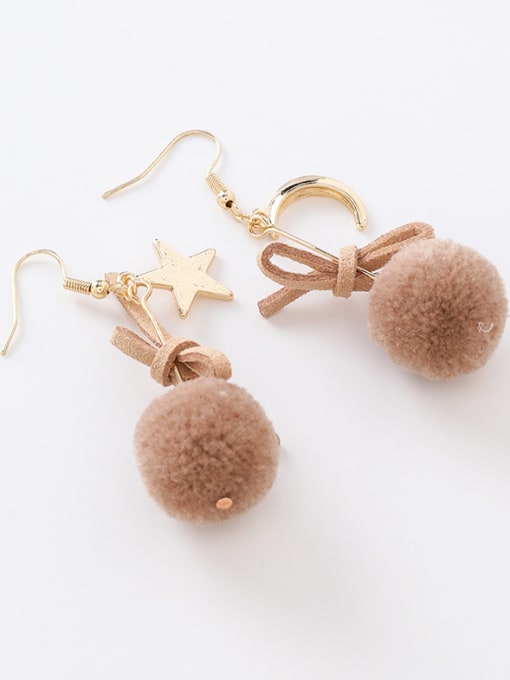 Girlhood Alloy With Rose Gold Plated Cute Round  HairballHook Earrings 0