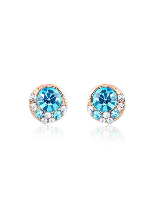 Ronaldo Blue Round Shaped Austrian Crystals Stud Earrings