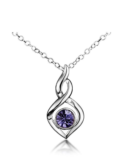 Purple Fashion Heart Cubic Crystal 925 Sterling Silver Pendant