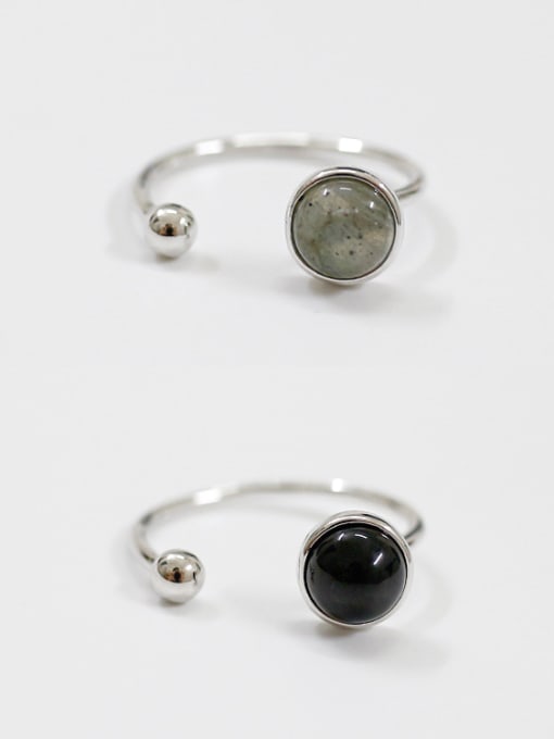 DAKA Pure silver fashion Black Agate Moonstone Ring