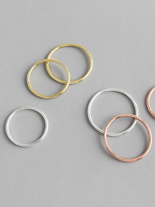 DAKA 925 Sterling Silver With Gold Plated Simplistic Round Midi Rings 2