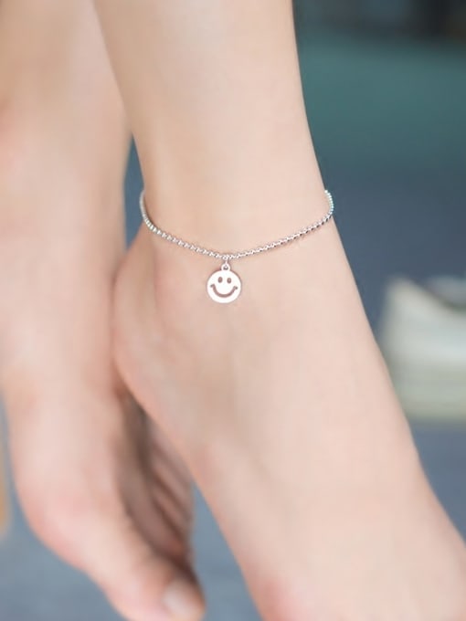 Rosh 925 Sterling Silver With Platinum Plated Fashion smile Anklets 1