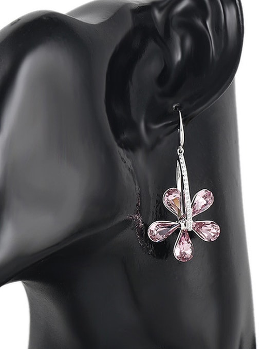 XP Copper Alloy White Gold Plated Fashion Flower Crystal drop earring 1