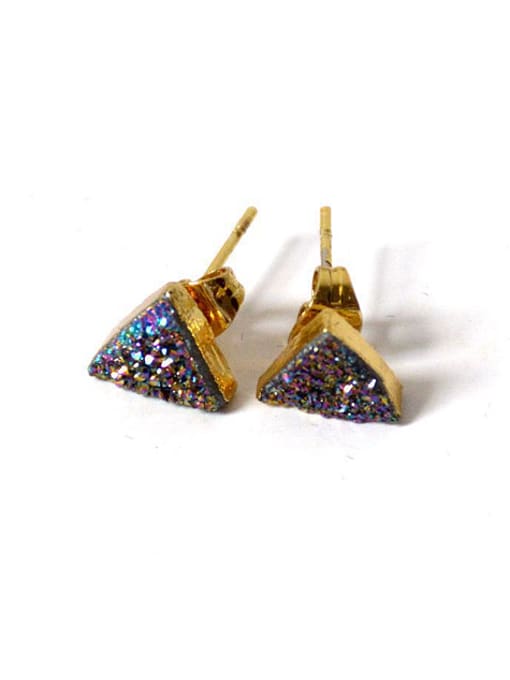 Tess Fashion Triangle Shiny Natural Crystal Stud Earrings 0