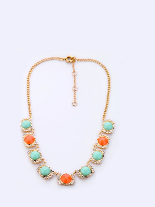 KM Colorful Beads Artificial Gemstone Alloy Necklace 0