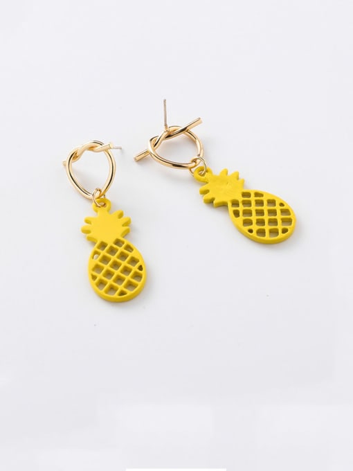 C yellow Alloy With Rose Gold Plated Cute Friut Pineapple Stud Earrings