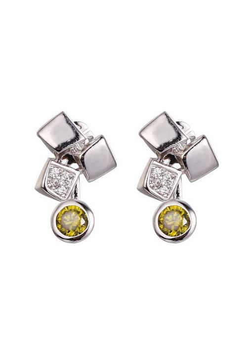 Green Copper Alloy White Gold Plated Fashion Creative Multiuse Zircon stud Earring