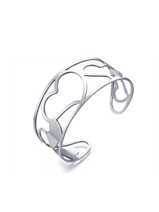 CONG Open Design Hollow Heart Shaped Stainless Steel Bangle 0