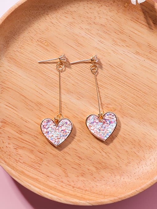 Girlhood Alloy With 18k Gold Plated Romantic Heart Drop Earrings 2