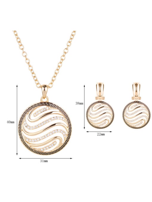 BESTIE Alloy Imitation-gold Plated Fashion Round-shaped Hollow Two Pieces Jewelry Set 3
