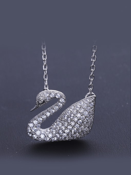 One Silver Swan Zircon Necklace 0