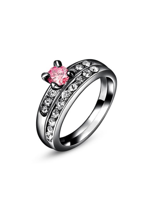 Ronaldo Pink Black Gun Plated Geometric Shaped Ring 0