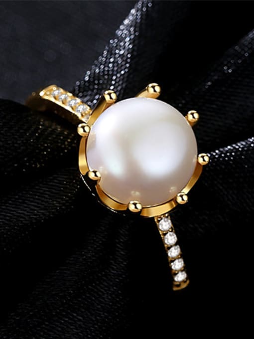 White Sterling silver natural pearl free size ring (three colors optional)