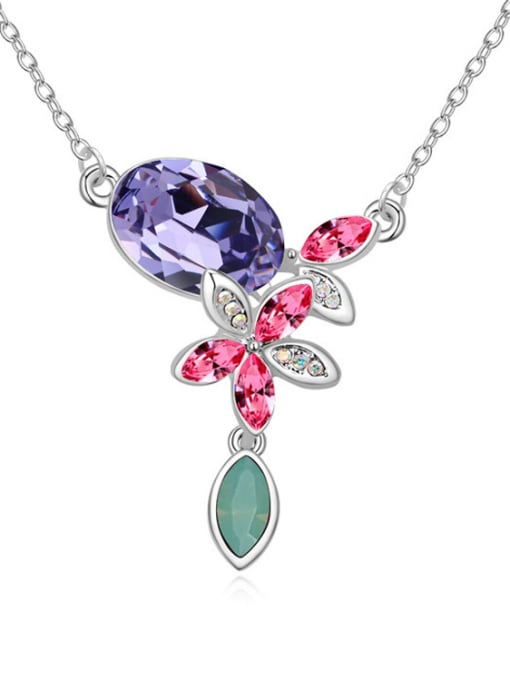 purple Exquisite Shiny austrian Crystals Pendant Alloy Necklace