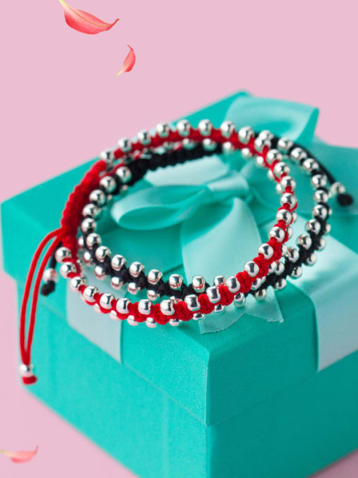 Rosh Sterling Silver Bead woven Red thread bracelet 2