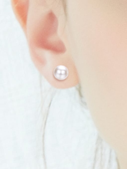 CEIDAI Fashion Asymmetrical Little Dog Zirconias Artificial Pearl 925 Silver Stud Earrings 2