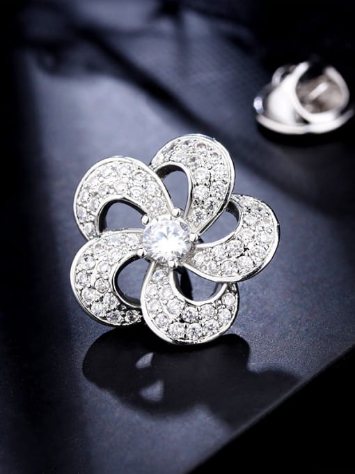 C009 Copper With  Cubic Zirconia Delicate Flower Multi style combination Lapel Pins