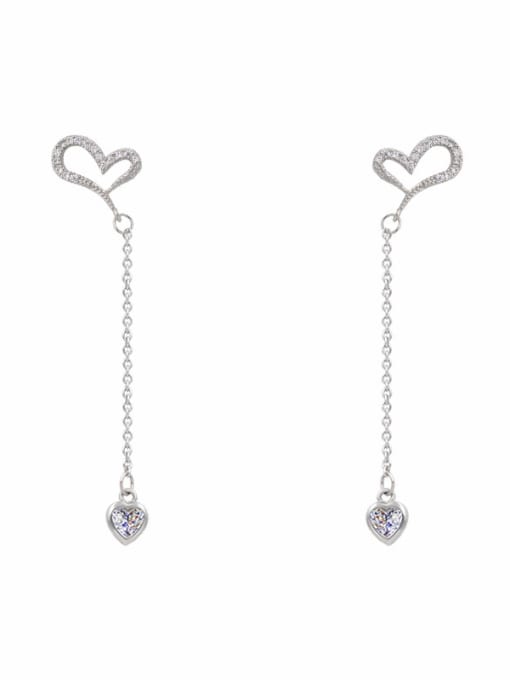 Platinum Copper With Platinum Plated Simplistic Heart Threader Earrings