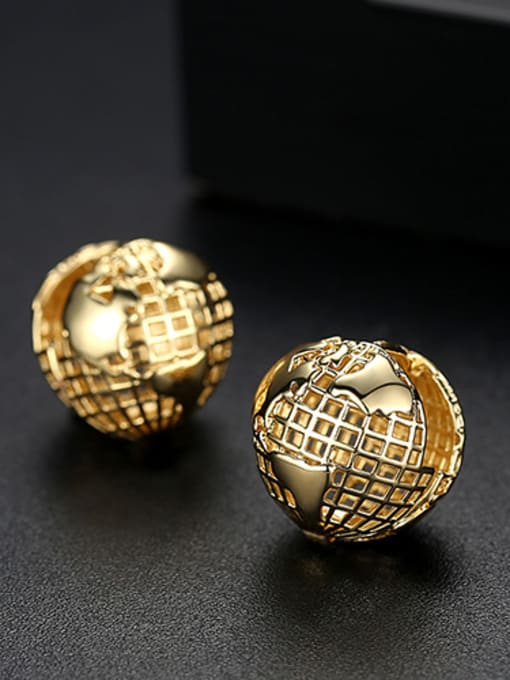 GOLD Copper With Gold Plated Fashion Hollow Globe Clip On Earrings