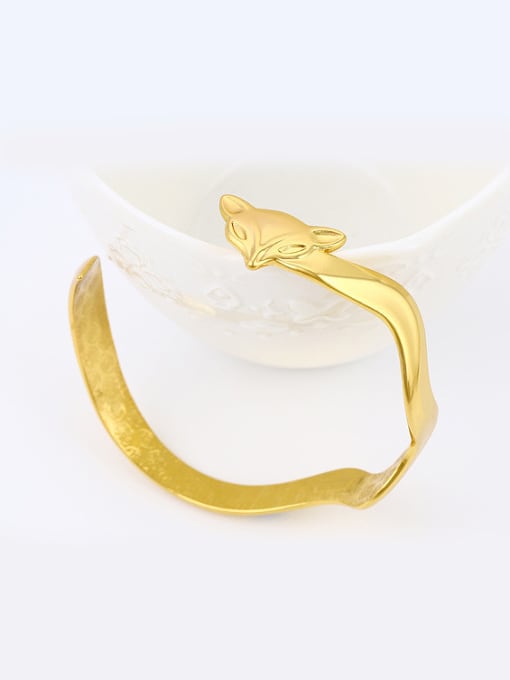 XP Copper Alloy 24K Gold Plated Trendy style Fox Wave-shaped Opening Bangle 1