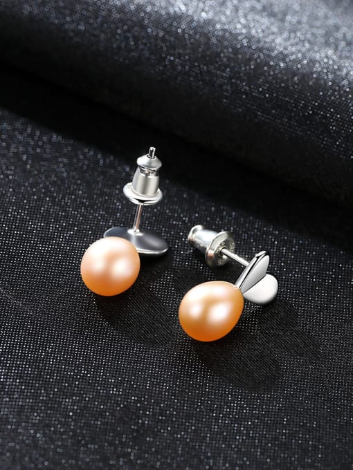 CCUI Sterling Silver 7-8mm Freshwater Pearl Heart Studs earring 2