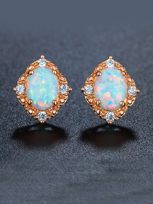 Rose Gold Opal Stone Zircon stud Earring