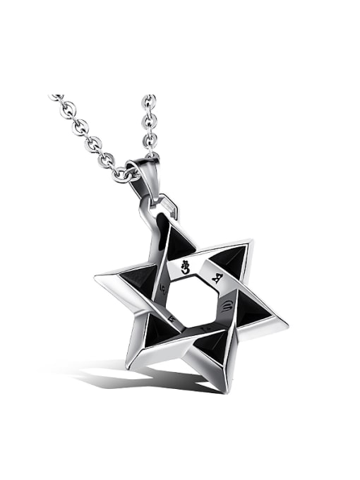 Open Sky Black Six-pointed Star Titanium Necklace 0