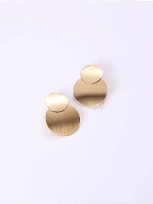 GROSE Titanium With Gold Plated Simplistic  Smooth Round Stud Earrings 2